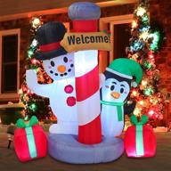 🎅 joiedomi 6ft tall inflatable christmas welcome sign with penguin and snowman – built-in led lights logo