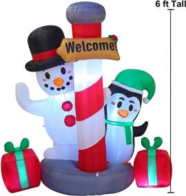 img 2 attached to 🎅 Joiedomi 6ft Tall Inflatable Christmas Welcome Sign with Penguin and Snowman – Built-in LED Lights