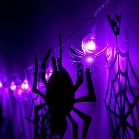 img 2 attached to 🕸️ Battery Operated LED Spider String Lights with Twinkle Ornament Banner – Halloween Indoor Outdoor Decorations (Spider and Spider Web Style)