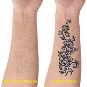 img 3 attached to Long-lasting, Premium Henna Temporary Tattoos for Women: 8 Sheets of Realistic, Waterproof Stickers with Plant-Based Ink for a Natural Fade