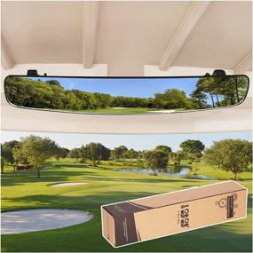 img 4 attached to 🏌️ Universal Golf Cart Rear View Mirror - 16.5" Extra Wide Panoramic Mirror for Club Car EZGO Yamaha - Black