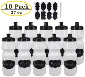 img 2 attached to 🥤 Belinlen 10 Pack 27 oz Sports Squeeze Water Bottles- BPA Free, Ideal for Sports and Fitness, Includes 16 Chalk Labels and 1 Pen