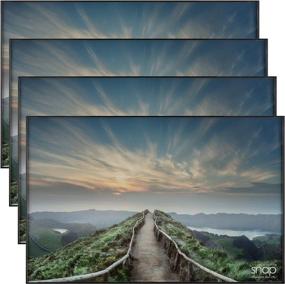 img 4 attached to 🖼️ Snap 11x17 Black Desktop and Wall Mounted Photo Frame Set, Set of 4 - Front Loading Picture Frames