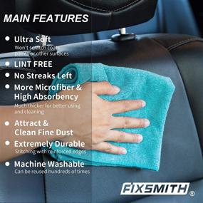 img 1 attached to 🧺 8-Piece FIXSMITH Microfiber Cleaning Cloth Set - 12x16in, Multi-Functional & Highly Absorbent Towels