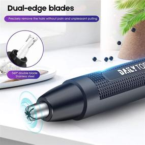 img 2 attached to Men's Electric Nose and Ear Hair Trimmer - Painless Removal, Battery-operated, Dual Edge Blades with Cleaning Brush - Professional Grooming Tool