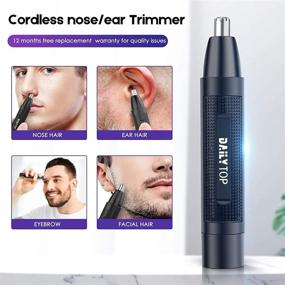 img 3 attached to Men's Electric Nose and Ear Hair Trimmer - Painless Removal, Battery-operated, Dual Edge Blades with Cleaning Brush - Professional Grooming Tool