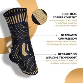 img 3 attached to 🏋️ Copper Ankle Brace Support for Men & Women (Pair): Top-rated Compression Sleeve Socks for Plantar Fasciitis, Sprained Ankle, Achilles Tendon, Swelling Pain Relief, Recovery, Sports, Running