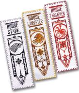🧵 game of thrones cross stitch kits: house stark, targaryen, lannister diy hand embroidery bookmarks - got design patterns - set of 3 logo