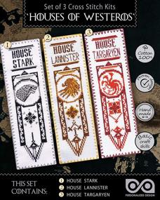 img 3 attached to 🧵 Game of Thrones Cross Stitch Kits: House Stark, Targaryen, Lannister DIY Hand Embroidery Bookmarks - GoT Design Patterns - Set of 3