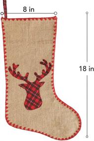 img 2 attached to 🎅 3 Pack of Meriwoods 18 Inch Large Burlap Christmas Stockings with Buffalo Plaid Reindeer Snowflake - Country Rustic Holiday Decorations for Family - Ideal for Xmas celebrations