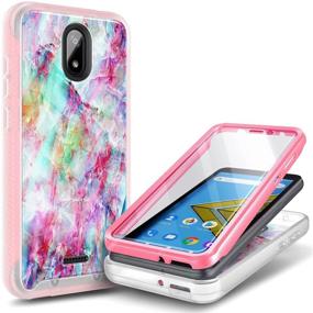 img 4 attached to E-Began Shockproof Protective Case Cover with Built-in Screen Protector for BLU Wiko Ride (W-U300), Vision 2 (U304AC)/AT&T Radiant Core (U304A)/Cricket Icon - Marble Design Fantasy