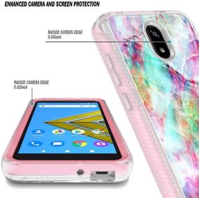 img 2 attached to E-Began Shockproof Protective Case Cover with Built-in Screen Protector for BLU Wiko Ride (W-U300), Vision 2 (U304AC)/AT&T Radiant Core (U304A)/Cricket Icon - Marble Design Fantasy