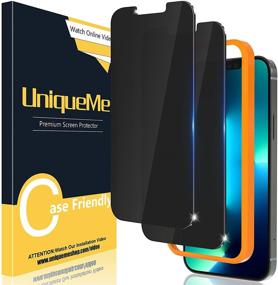 img 4 attached to 🔒 Приватный защитный экран для iPhone 13 Pro Max 6.7 дюймов [2 штуки] - UniqueMe Закаленное стекло с антивыглядывающей функцией [Простая установка] HD прозрачность, антицарапинки, нет пузырей