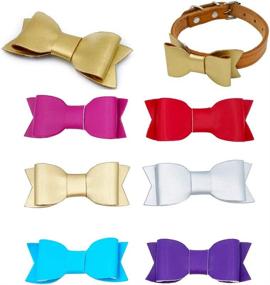 img 3 attached to 🐶 JpGdn 6pcs Dog Collar Charms: Stylish PU Leather Bows for Small Medium Pets - Perfect Sliding Bow Ties for Dogs, Cats, Rabbits - Grooming Accessories & Embellishments