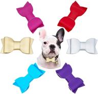 🐶 jpgdn 6pcs dog collar charms: stylish pu leather bows for small medium pets - perfect sliding bow ties for dogs, cats, rabbits - grooming accessories & embellishments logo