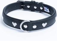 🐾 genuine leather hearts dog collar: handmade, stainless steel hardware, midnight black, rotterdam hearts collection by angel pet supplies logo