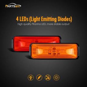 img 3 attached to Partsam 4x DC12V Водонепроницаемый Амбарный/Красный 4LED боковый маркерный огонь для трейлера, грузовика, лодки - тонкая талия