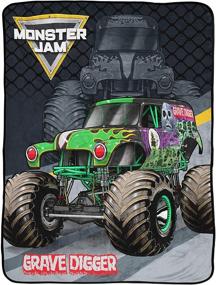 img 4 attached to 🚜 Официальное плед Monster Jam Slash – 46 x 60 дюймов, долговечный и мягкий флис, детское постельное белье с дизайном Grave Digger