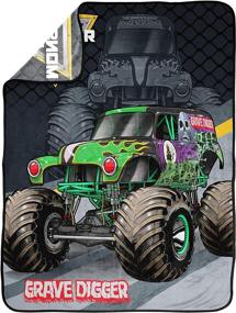 img 3 attached to 🚜 Official Monster Jam Slash Throw Blanket - 46 x 60 inches, Fade Resistant Super Soft Fleece, Kids Bedding with Grave Digger Design