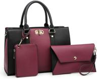 👜 dasein women's fashion two tone handbags: top handle satchel & shoulder bag set logo