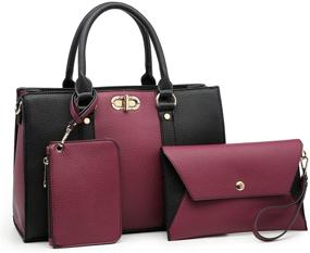 img 4 attached to 👜 Dasein Women's Fashion Two Tone Handbags: Top Handle Satchel & Shoulder Bag Set