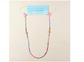 img 1 attached to 🌸 Vibrant Beaded Smile Flower Mask Holder: Transparent Chain Necklace with Smiley Face Glasses