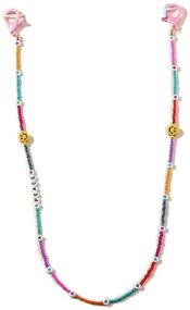 img 3 attached to 🌸 Vibrant Beaded Smile Flower Mask Holder: Transparent Chain Necklace with Smiley Face Glasses