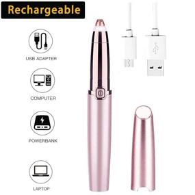 img 2 attached to 💆 Reazeal Rechargeable Eyebrow Hair Remover: Pain-Free Precision Eyebrow Trimmer and Facial Hair Removal Tool for Men and Women - Ideal for Face, Lips, and Nose