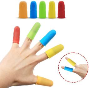 img 2 attached to 🧤 QuaLable 10-Piece Silicone Finger Protectors for Glue, Crafts, Sewing, Waxing, Resining, Honey Handling, Adhesion, Finger Cracking, and Sports Games (Colorful)