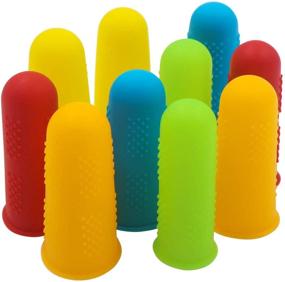 img 4 attached to 🧤 QuaLable 10-Piece Silicone Finger Protectors for Glue, Crafts, Sewing, Waxing, Resining, Honey Handling, Adhesion, Finger Cracking, and Sports Games (Colorful)
