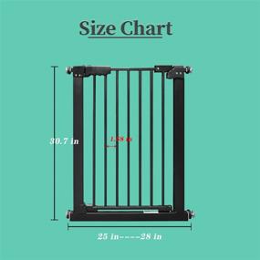 img 3 attached to 🚧 HOOOEN Narrow Baby Gates for Stairs & Doorways: Auto Close Tension, Black Metal Child & Pet Safety Gates with Pressure Mount, Adjustable Width of 24-29 Inches