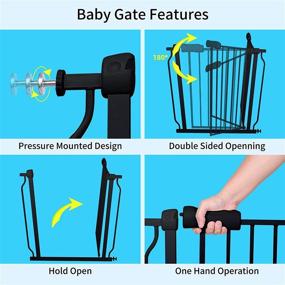 img 2 attached to 🚧 HOOOEN Narrow Baby Gates for Stairs & Doorways: Auto Close Tension, Black Metal Child & Pet Safety Gates with Pressure Mount, Adjustable Width of 24-29 Inches