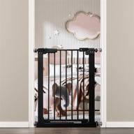 🚧 hoooen narrow baby gates for stairs & doorways: auto close tension, black metal child & pet safety gates with pressure mount, adjustable width of 24-29 inches логотип