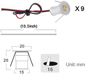 img 2 attached to AIBOO 12V Under Cabinet LED Lights - 9 Packs Mini Recessed Downlights for Indoor with Hard Wired Cable and Connectors - Stair Step Furniture Showcase Lighting (Warm White)