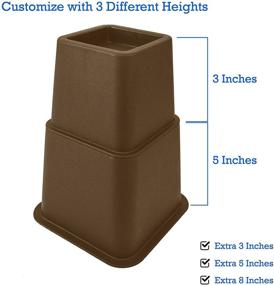 img 3 attached to 🛏️ DualSummit Premium Adjustable Bed Risers - Set of 12, Heavy Duty & Sturdy, Increase Under-Bed Storage, 3 Heights - Brown. Perfect for All Furniture!