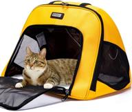 🐶 dubulle soft-sided cat and dog travel carrier bag - yellow pu, portable pet travel carrier logo