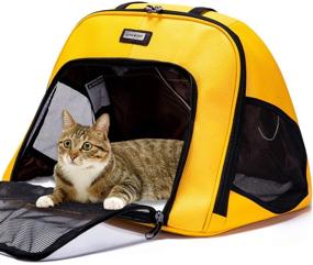 img 4 attached to 🐶 Dubulle Soft-Sided Cat and Dog Travel Carrier Bag - Yellow PU, Portable Pet Travel Carrier