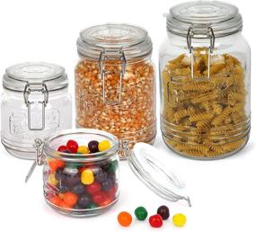 img 2 attached to 🍪 Glass Jars - Set Of 4 Kitchen Canisters by Home Essentials And Beyond - Perfect for Ingredients And Cookies - Practical & Modern Canister Set