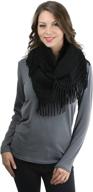 tobeinstyle womens pointelle fringe infinity women's accessories for scarves & wraps logo