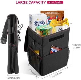 img 3 attached to ELZO Waterproof Car Trash Can: Foldable Oxford Cloth, Lid, 3 Storage Pockets - Ideal for Travel and Camping (Black+Red)