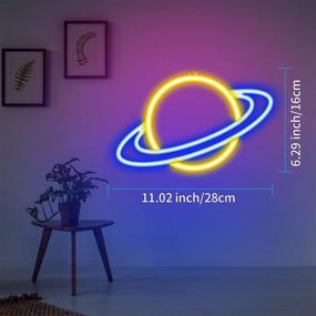 img 1 attached to White Neon Sign, LED Planet Lights, Neon Wall Light USB/Battery Powered 🌟 - Bedroom Aesthetic Decor, Cool Room, Home, Kids Room, Bar, Festival, Birthday, Christmas