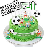 ⚽️ fun soccer-themed cake decorations set: 14pcs soccer cake topper decorations for sports & football theme parties - ideal for boys' birthdays and sporty celebrations logo