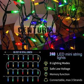 img 1 attached to 240 светодиодных рождественских огней, 78 футов лирой из струн, с 8 режимами, водонепроницаемые соединяемые насадки для рождественских украшений, елочки, Нового года, внутреннего декора (многоцветные)
