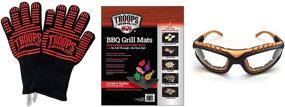 img 4 attached to TROOPS BBQ 4-Piece Grilling Kit - Features Onion Goggles, Two Non-Stick Grill Mats, Extreme Heat Resistant Kevlar Silicone Gloves for BBQs and Oven