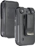 📱 nokia 2720 v flip phone case - nakedcellphone [black vegan leather] form-fit cover with built-in screen protection and metal belt clip logo