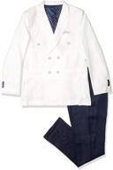 👔 stylish and sophisticated: isaac mizrahi boys' 2-piece double breasted contrast linen suit logo