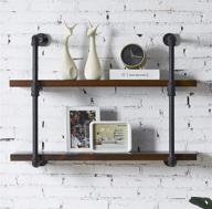 📚 homissue 2-shelf industrial pipe wood shelving unit, 31.5-inch vintage pipe wall shelf for living room, kitchen, and bathroom логотип