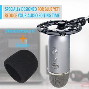 img 3 attached to Улучшенное крепление для микрофона YOUSHARES Blue Yeti: снижает вибрацию и улучшает качество звука с помощью ветрозащитного кожуха из пены и алюминиевого амортизатора, в комплекте с защитным экраном Blue Yeti - cовместимо с микрофонами Blue Yeti и Yeti Pro