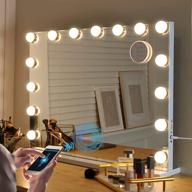 💄 fenair bluetooth makeup mirror: answer calls, lights & speaker support | hollywood vanity mirror, touch screen | 3 color modes & 15 dimmable bulbs (white) logo