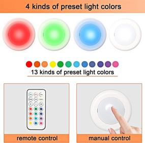 img 3 attached to 🔦 krofaue Wireless LED Puck Light: Remote Control, 13 Colors, 4 Modes - Perfect Under Cabinet Lighting for Kitchen Closet Cupboard Wardrobe (3 Pack)